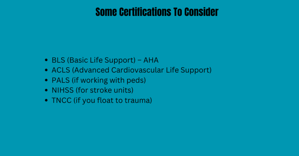Some Certifications To Consider for float nurse resume