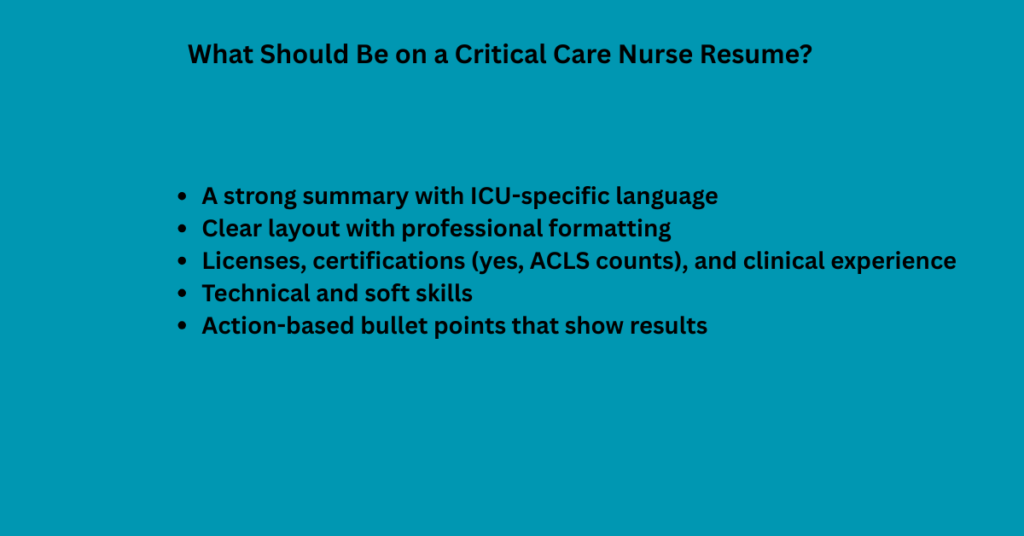 What Should Be on a Critical Care Nurse Resume?
